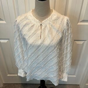 Kaffe size M Elegant White Textured Women's Top